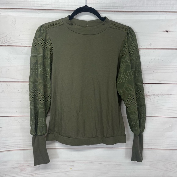 Anthropologie Tiny Helen Eyelet Sleeve Top - Picture 3 of 6